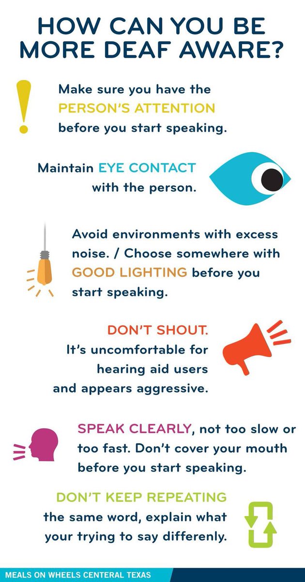 Let’s support our students, staff, and community members who are Deaf, hard of hearing, or experiencing hearing loss by following these TIPS FOR THE HEARING #deafawarenessmonth #WeAreBarrons @WHSLottmann @kimberleyTan4 @WHSBarronPride