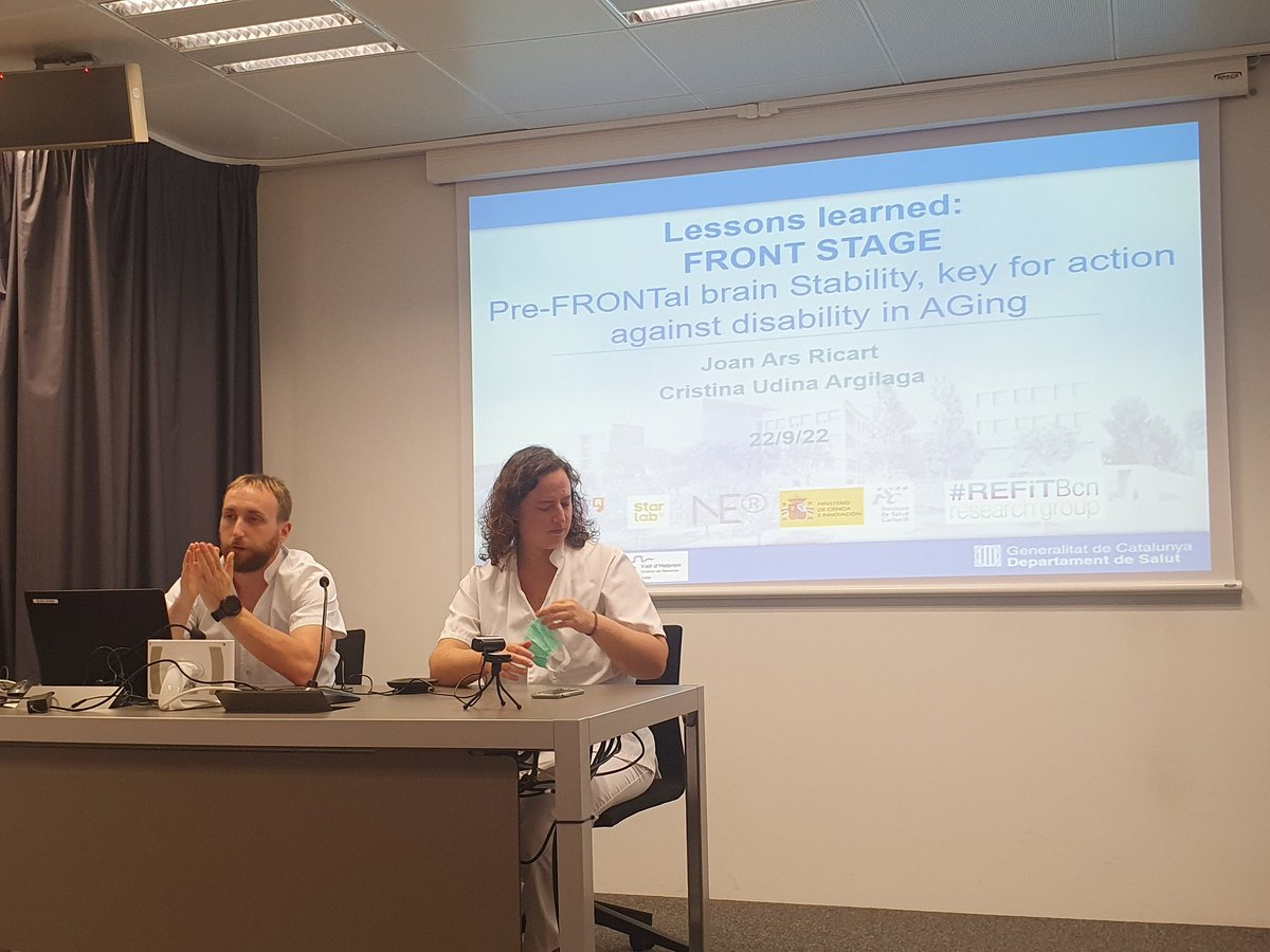 REFiTBCN's tweet photo. New research seminar @perevirgilicat: @cristinaudina &amp; @arsfisio present advances + lessons learned with FRONT STAGE project on brain &amp; movement in older adults, in collaboration with @ICFOnians. Learn more 👉 https://t.co/cHB1hn60sX https://t.co/RbADKa9A5G @marcoinzi @ulugeyik https://t.co/FkjRpRPiZg