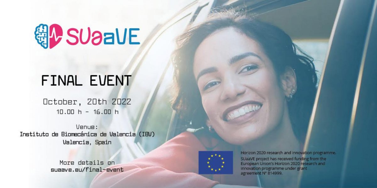 ProjectPascal's tweet image. The SUaaVE Consortium will present the final results of the @SUaaVE_project on 20th October 2022, from 10:00 am to 4:00 pm. The event venue will be the Institute of Biomechanics of Valencia, Spain.
You can find more information here 👉 suaave.eu/final-event/