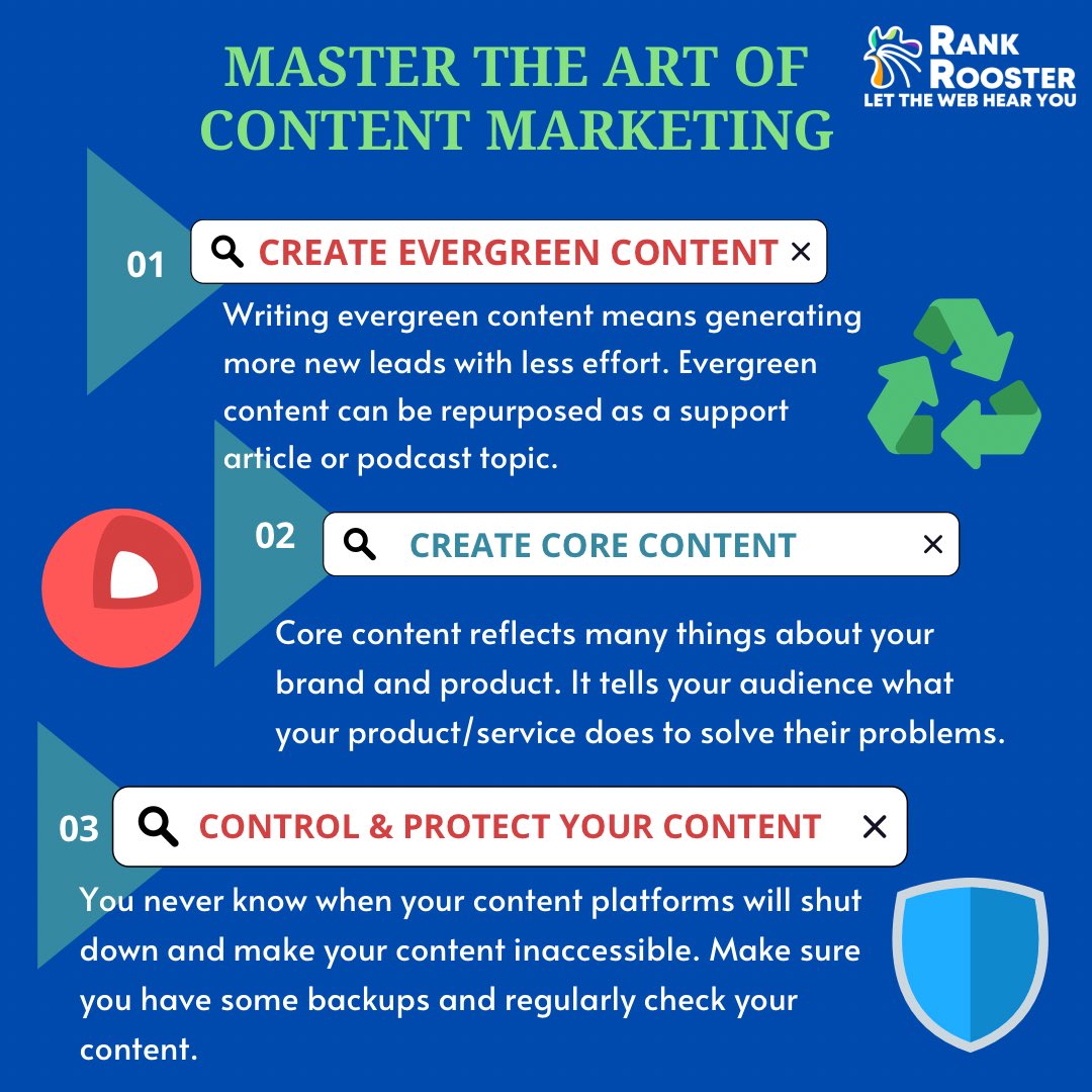 RankRooster's tweet photo. Tips to master the art of content marketing.✨

#rankrooster #digitalmarketingagency #contentmarketing #seo #webdevelopment #WordPress https://t.co/5GGKvvewBA