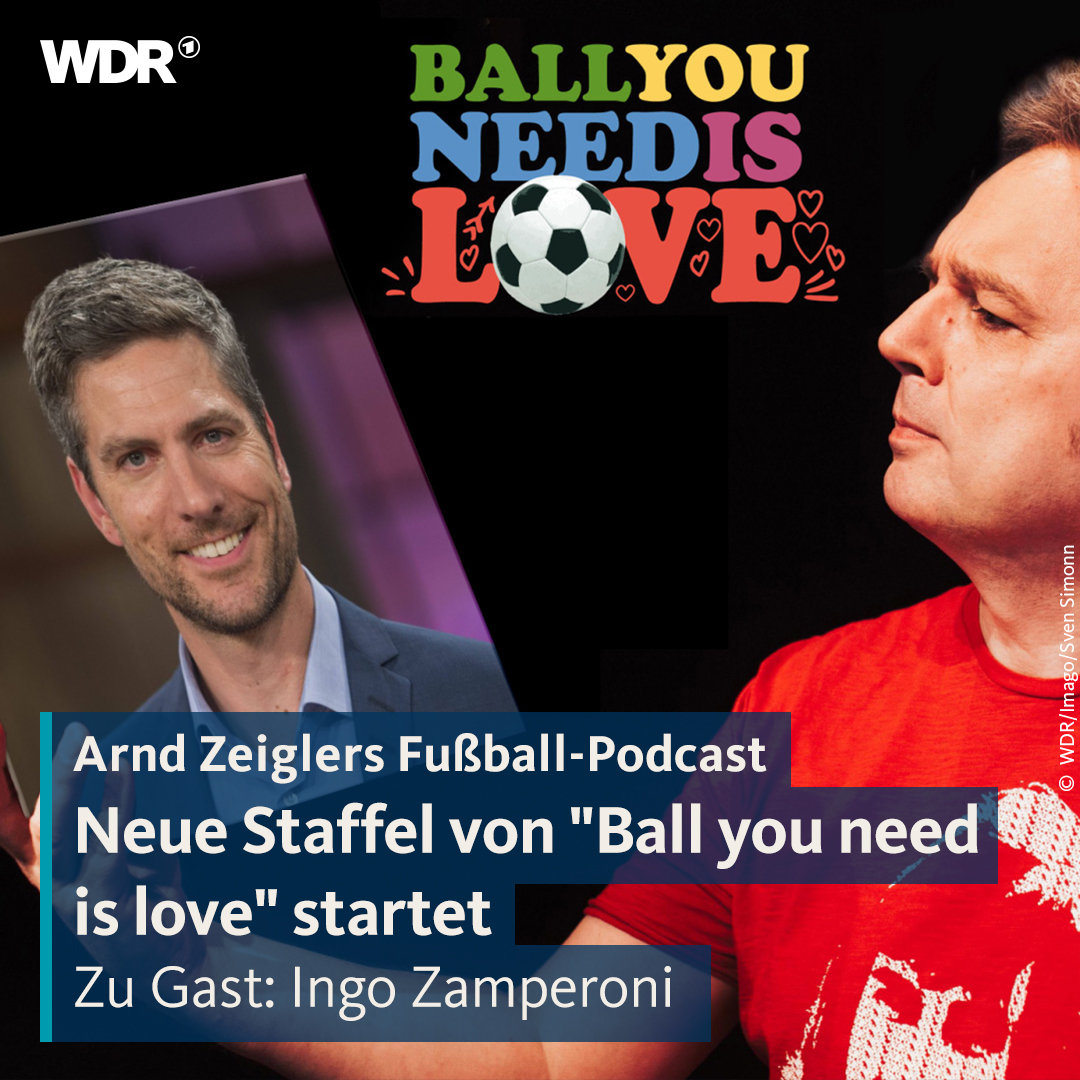 In der ersten Folge der neuen Staffel „Ball you need is love – aus Liebe zum Fußball“ ist @tagesthemen-Moderator @Ingo_Zamperoni zu Gast bei @zwwdf-Moderator @arndzeigler und spricht unter anderem über seine allererste Erinnerung an Fußball. #zwwdf ardaudiothek.de/sendung/ball-y…