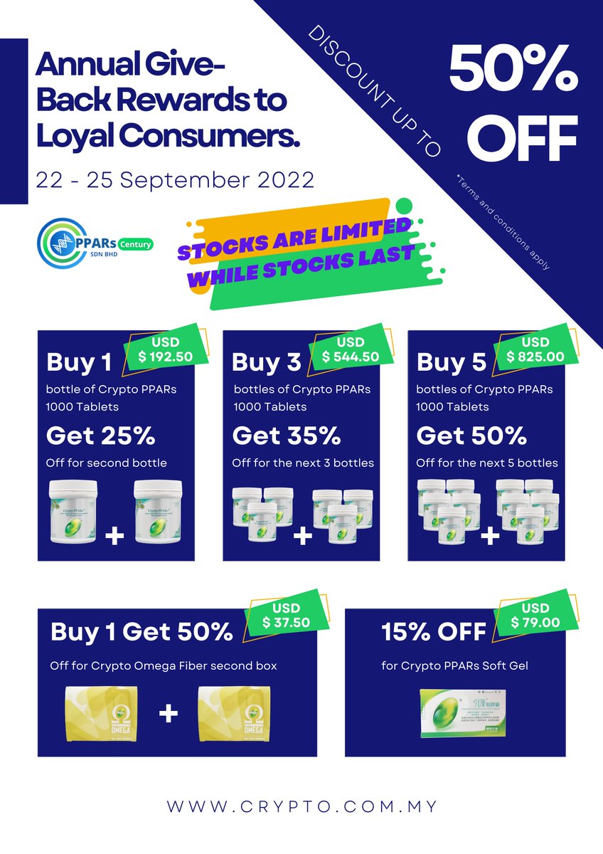 cryptopparsmy's tweet photo. Special Annual Give-Back Rewards to Loyal Consumers.
Grab this special one-time offer before it is gone forever. 😃
Visit our online store:
https://t.co/49QT9Ag3ix 👈 https://t.co/QdZJYn37SQ