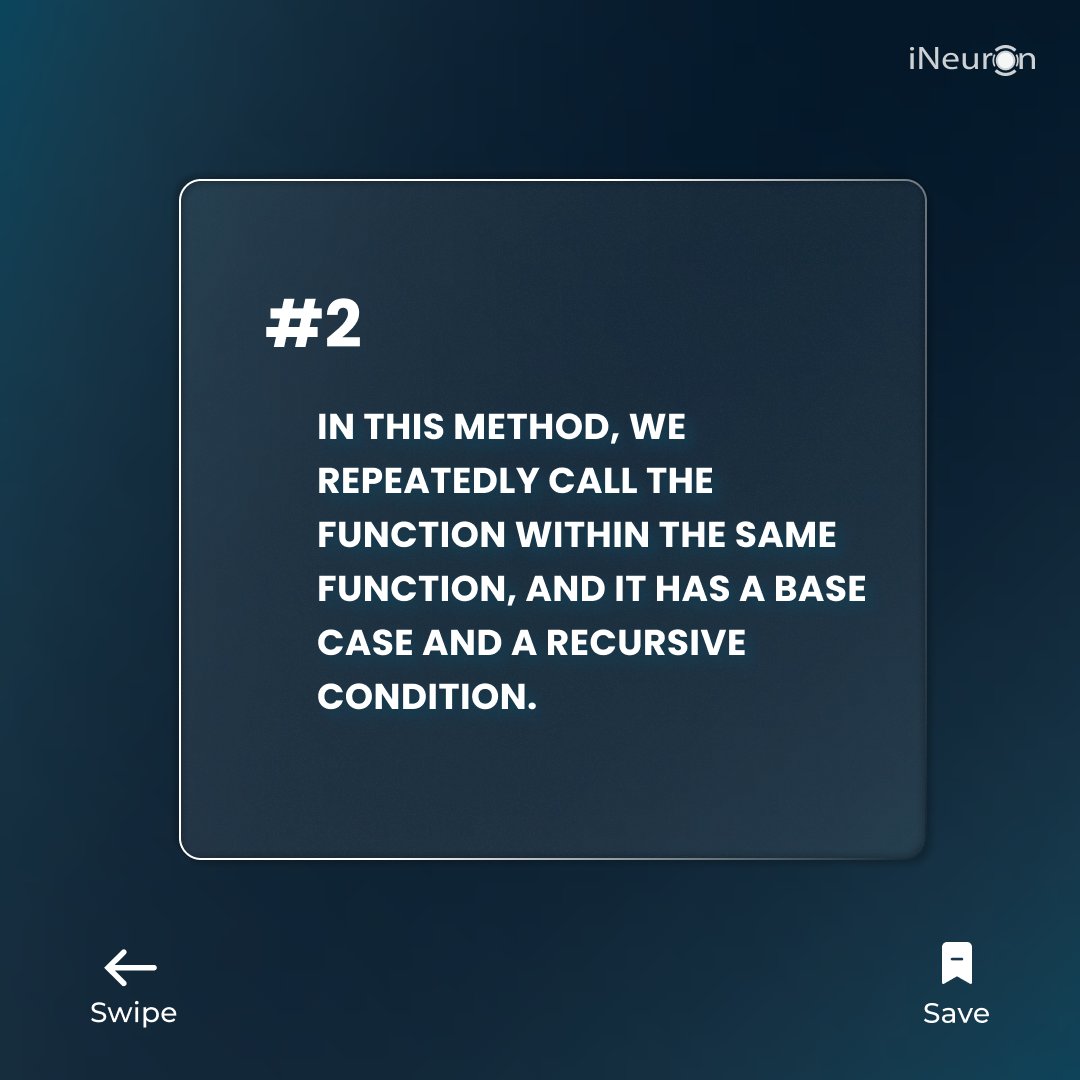 ineuron_ai's tweet photo. What is Recursion in C++?
:
Comment your views on the post ๐
#ineuron #clanguageprogramming #recursion #tech #programming #programminglanguage #technology https://t.co/iGmRYKUmm6