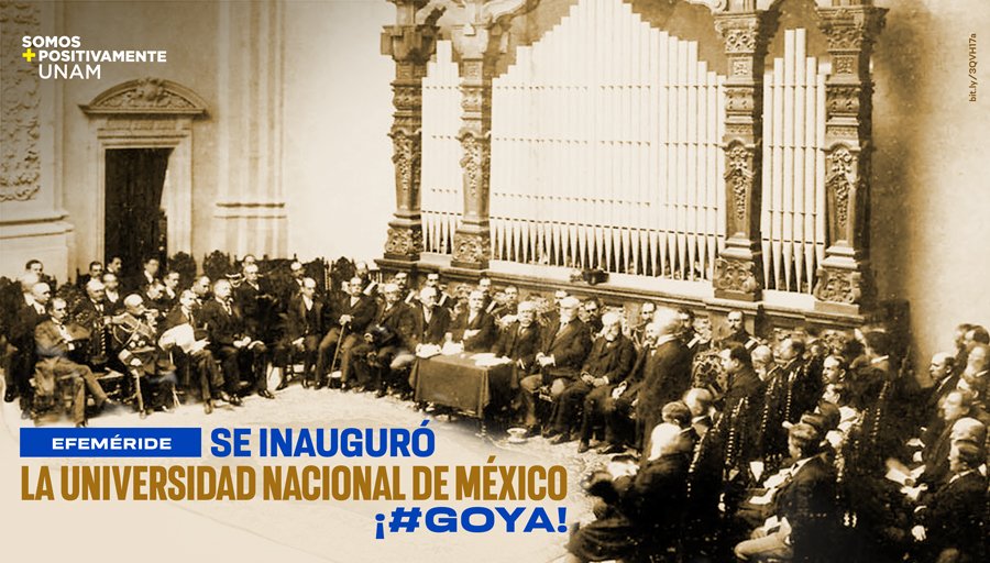 UNAM_MX's tweet photo. #UnDíaComoHoy no se cantan las mañanitas 🎂. Se grita ¡#GOYA! 💙💛 En 1910 se inauguró la Universidad Nacional de México, en el marco de los festejos del centenario de la Independencia de México > https://t.co/JTo0CC997b
#PositivamenteUNAM https://t.co/sEy3apwajh