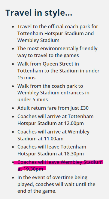PJ_37's tweet photo. @nationalexpress Hi - please can you confirm arrangements for NFL transport? The website states that coaches will leave Wembley Stadium at 19.30 however the only Wembley Stadium return available online to Portsmouth is a 17.30 return. Is there no 19.30? It's for the 13.30 kickoff https://t.co/bF1sPe9jRr