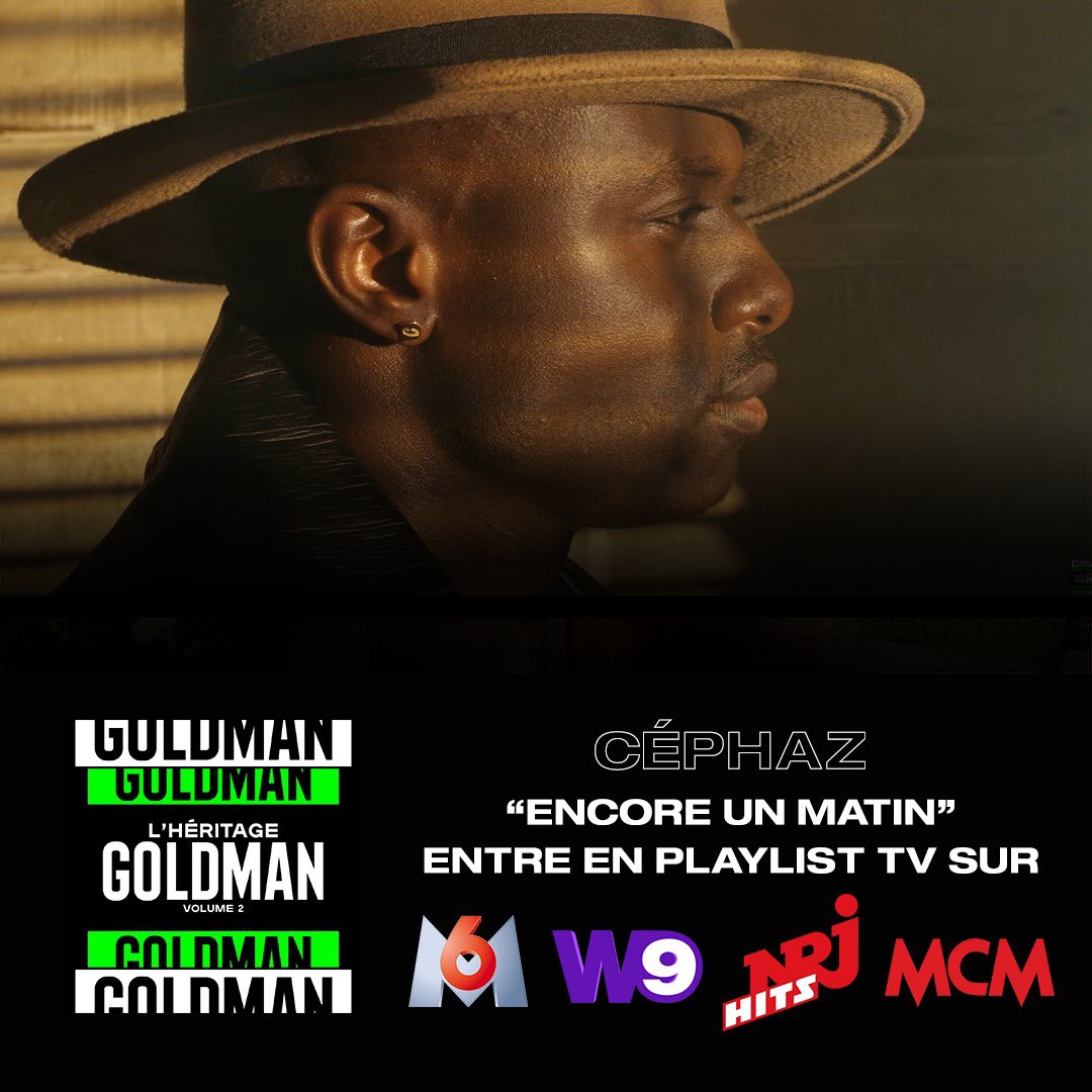 « Encore un matin » de <a href="/cephazofficiel/">Céphaz</a> avec L’Heritage Goldman Vol. 2 entre en playlist TV sur <a href="/M6/">M6</a> <a href="/W9/">W9</a> <a href="/nrjhitslachaine/">NRJHITSlachaine</a> et <a href="/MCM/">MCM</a> ✨