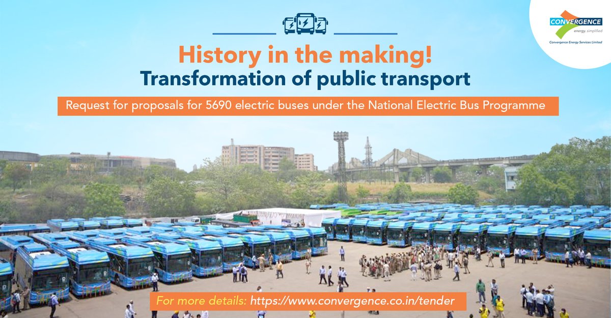ConvergenceCESL's tweet photo. ๐ข#ANNOUNCEMENT!
On #ZeroEmissionsDay, #CESL rolled out the first phase of National #eBusProgram through a unified tender calling for proposals from OEMs for 5690 #ebuses.
@MORTHIndia @MHI_GoI @MinOfPower @NITIAayog @WRICitiesIndia @nitin_gadkari @RajKSinghIndia @DrMNPandeyMP https://t.co/8S24ALoP4w
