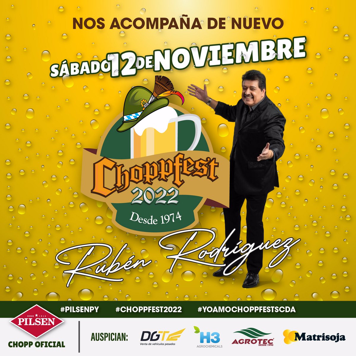 Es oficial! Sábado 12 de noviembre en la edición 49° del choppfest nos acompaña nuevamente el Pionero Rubén Rodríguez😎🔜
Agenda del 10 al 13 de noviembre porque aún nos falta contarte muchísimas sorpresas de esta nueva edición!🕺🏻💃🏼🥳🎉🍻🎊
Y no digas que no te avisamos🤪😎🎉🎊