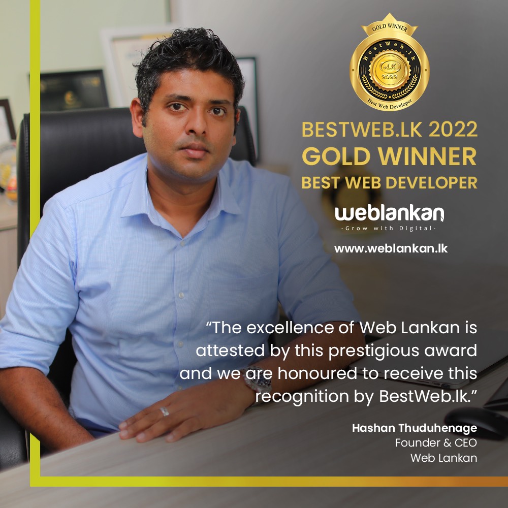 BestWebLK's tweet image. Hashan Thuduhenage, Founder &amp;amp; CEO of Web Lankan expressed his thoughts about achieving the Gold Award for the Best Web Developer in BestWeb.LK 2022 competition.
#BestWeb2022Winner #BestWeb2022 #BestWebLK #LKDomainRegistry #Weblankan