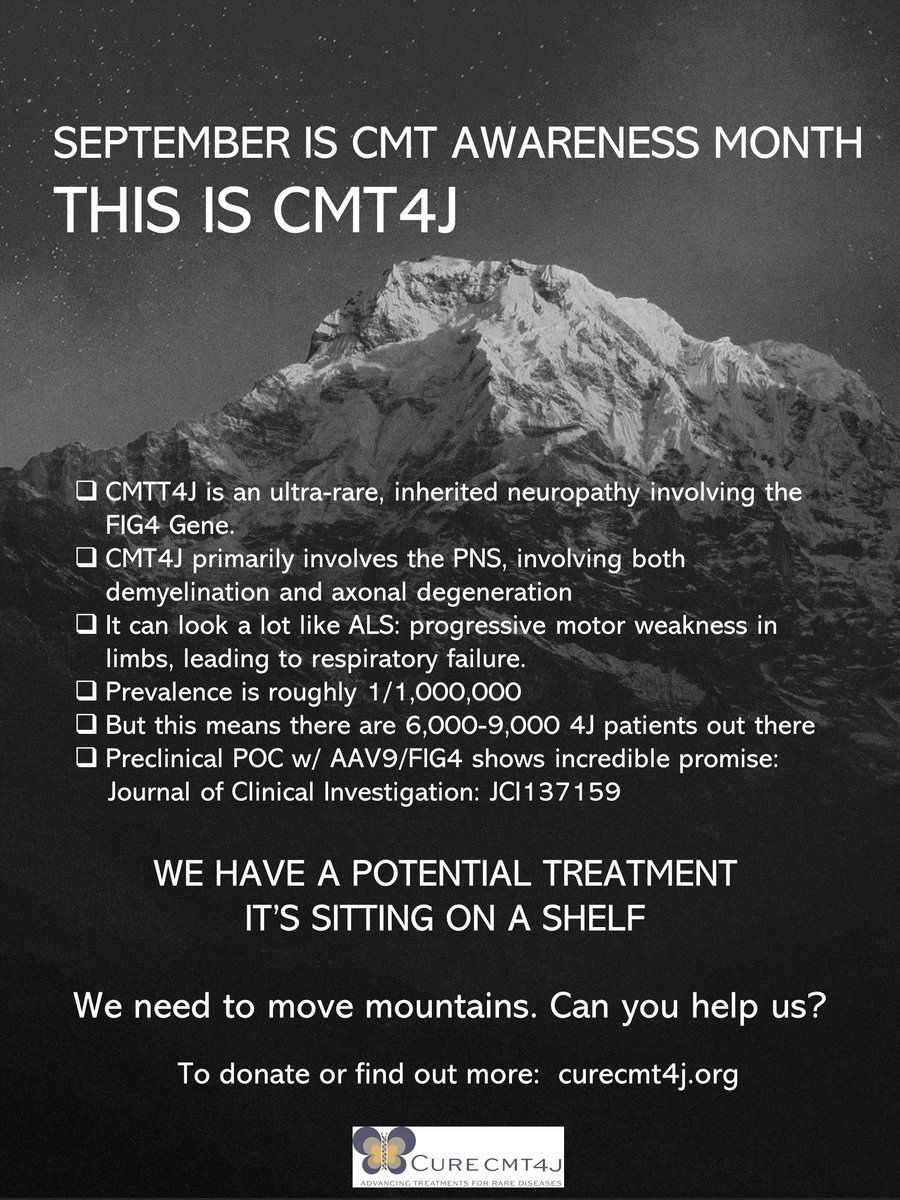 September is Charcot Marie Tooth (CMT) Awareness Month. Help us move mountains! #curecmt4j #ruduffenough #cmt #RareDiseases curecmt4j.org/donate