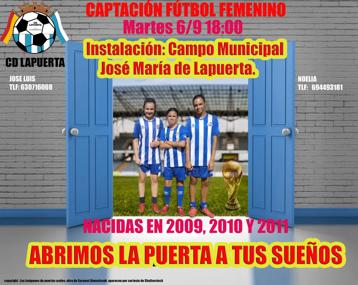 ‼️ VAMOS  A HACER HISTORIA‼️

⚽Estamos formando un equipazo y tú puedes formar parte de nuestra historia jugando en el primer equipo femenino de la historia del CD LAPUERTA. 🥅🎖

📣AYÚDANOS COMPARTIENDO ESTA PUBLICACIÓN SEGURO QUE HAY JUGADORAS INTERESADAS
#yosoydeLaPuerta