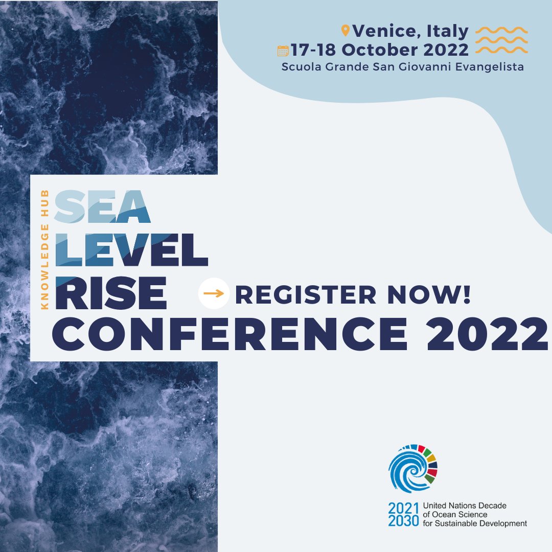 JPI Oceans (@jpioceans) on Twitter photo ⏰ONLY 1 week left to register for the #SeaLevelRise Conference 2022!
👉#REGISTER by 30 September: bit.ly/3C2yzz0
📍#Venice, Italy
🗓️17-18 October 2022
📜Programme: bit.ly/3BXoqDA
<a href="/jpioceans/">JPI Oceans</a> <a href="/JPIClimate/">JPI Climate & MAGICA</a> #CORILA <a href="/OGS_IT/">OGS</a> <a href="/mur_gov_/">Ministero dell'Università e della Ricerca</a> <a href="/CmccClimate/">Fondazione Cmcc</a> <a href="/UNOceanDecade/">UN Ocean Decade</a> ⏰ONLY 1 week left to register for the #SeaLevelRise Conference 2022!
👉#REGISTER by 30 September: bit.ly/3C2yzz0
📍#Venice, Italy
🗓️17-18 October 2022
📜Programme: bit.ly/3BXoqDA
<a href="/jpioceans/">JPI Oceans</a> <a href="/JPIClimate/">JPI Climate & MAGICA</a> #CORILA <a href="/OGS_IT/">OGS</a> <a href="/mur_gov_/">Ministero dell'Università e della Ricerca</a> <a href="/CmccClimate/">Fondazione Cmcc</a> <a href="/UNOceanDecade/">UN Ocean Decade</a>
