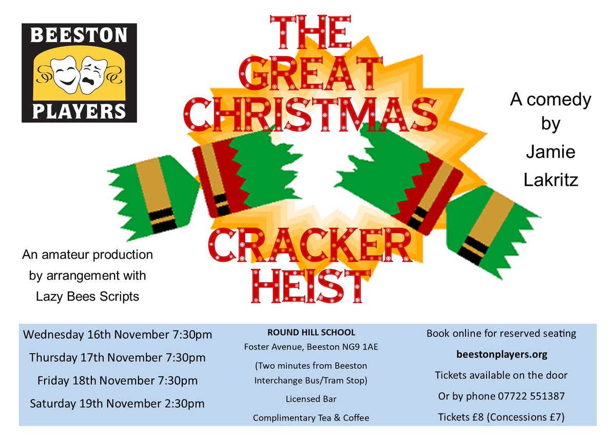 test Twitter Media - Our November 2022 production is "The Great Christmas Cracker Heist by Jamie Lakritz"
Tickets available at https://t.co/iwQB84OIPg
More details at https://t.co/fXdl2enAYM https://t.co/VvW4O93IHm