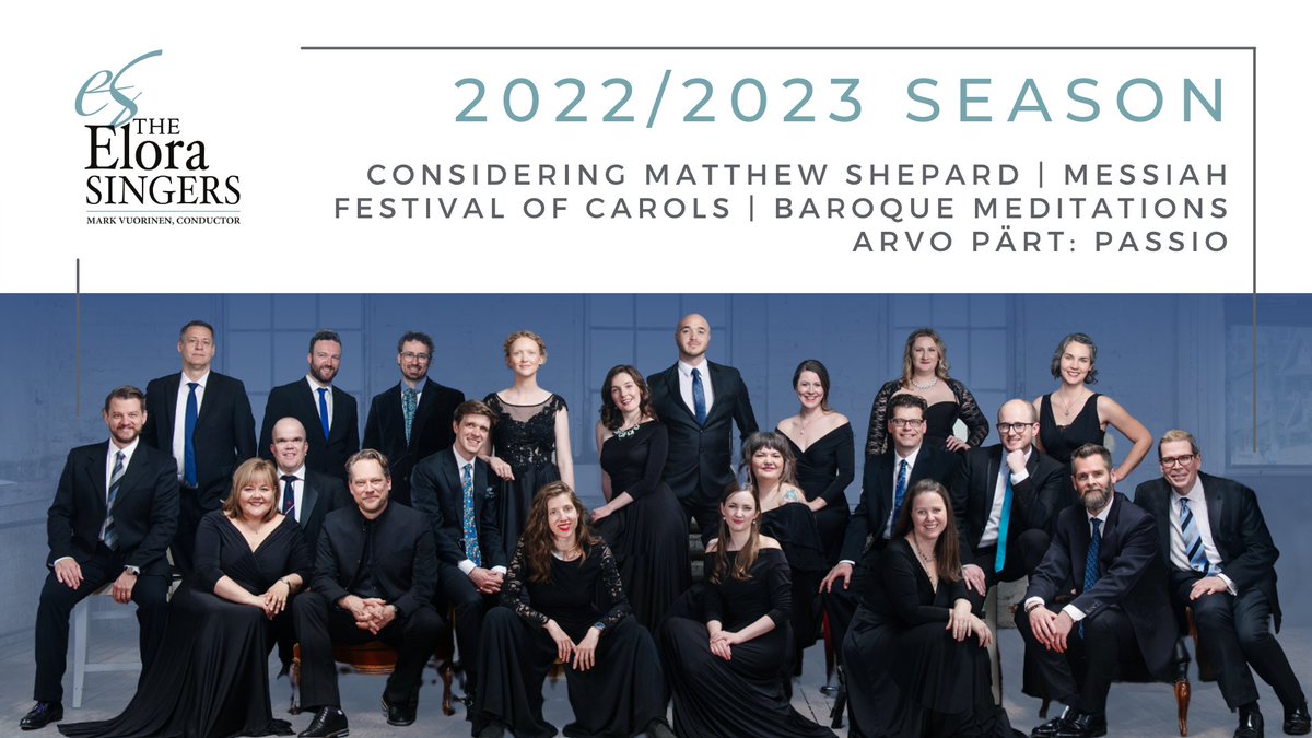 On sale today! Tickets for <a href="/EloraSingers/">Elora Singers</a> 2022 - 2023 season!

Join our ensemble-in-residence for 5 exciting concert programs. 

Find out more at:  elorasingers.ca

#choralmusic #messiah #matthewshepard #arvopart #elora #elorasingers #concerts