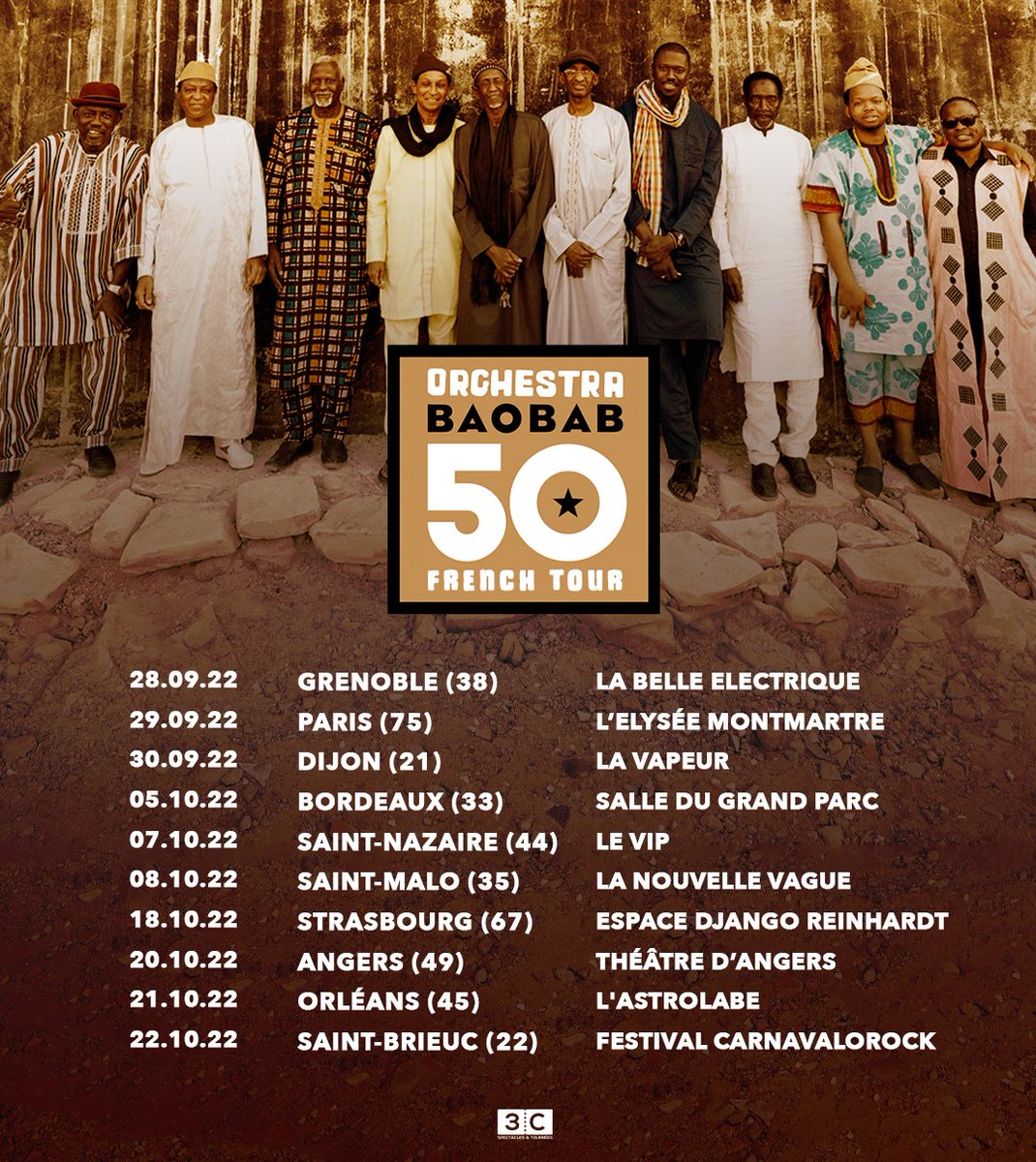 OrchestraBaobab's tweet photo. The greatest West African dance band are on a very special 50th Anniversary tour of France, with a new lineup. Tickets are available now via https://t.co/N1NBCtOQ5p ! https://t.co/N7kayDFsfZ