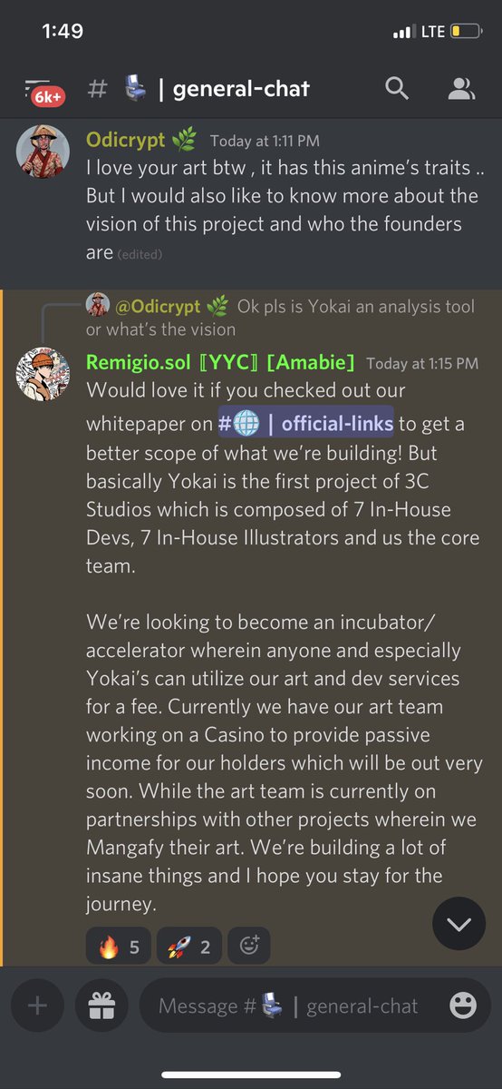 I wouldn’t be that guy who FADES @YokaiBy3C  🌚
I have being in talks with the founders and I must say I’m bullish on the team if they would execute all this 👇🏽

-Art upgrade 
-Airdrop
-Casino 
-Accelerator program 
And more …. NFA/DYOR