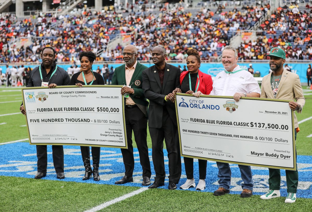 FloridaClassic's tweet photo. Orlando has been our home for the past 25 years. We're thankful to @OrangeCoFL and @citybeautiful for their continued support of this matchup. The game not only fuels economic impact but contributes to education initiatives at both universities. #FloridaClassic https://t.co/yHl41QSkP9