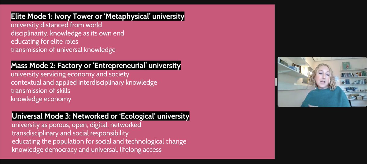 Love this "university type" framing from Dr. @sbayne, from her keynote talk <a href="/DELconference/">Digitally Engaged Learning Conference</a>.

Would love to discuss with colleagues - what university was <a href="/TheNewSchool/">The New School</a> when founded? And now? And what do we want it to be?

Maybe at our upcoming Governance Day?

#DEL22