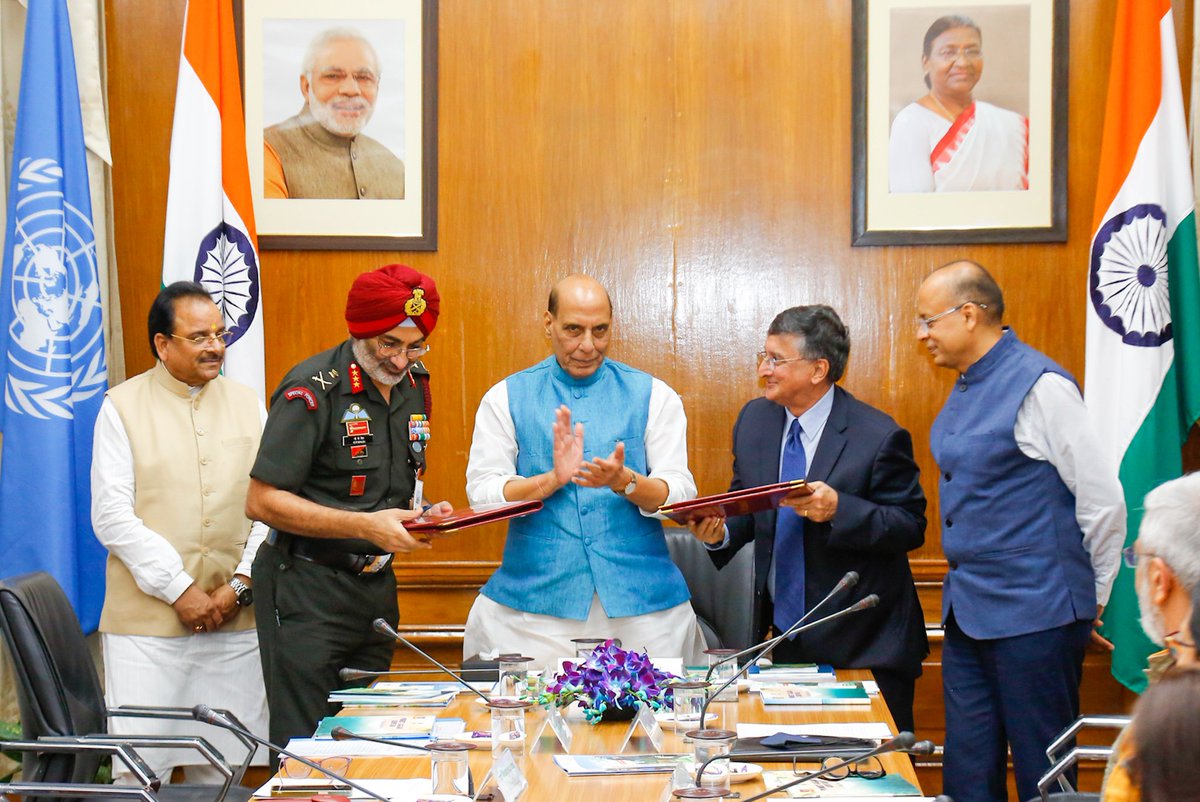 HQ_DG_NCC's tweet photo. truly historic day for Puneet Sagar abhiyaan. An MoU was signed between NCC and UNEP @UNEP_AsiaPac in the presence of honble RM @rajnathsingh. This union will give a new wave and dimension to this groundbreaking campaign

#uneptideturner @CEEPMitra #puneetsagar https://t.co/0pPdBDvDBV