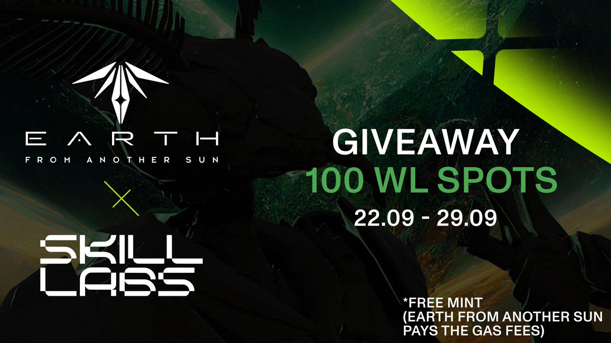 Guess what? Another Gleam for y’all is here 😱

#SkillLabs &amp; @PlayEFAS are giving out 100 WL spots in the upcoming FREE #NFT mint 😍 

⏱ Start: September 22nd, 12 pm GMT+0 

You have a whole week to participate, let’s go 🔥

📍Secure YOUR spot:
gleam.io/Fqguc/earthfro…