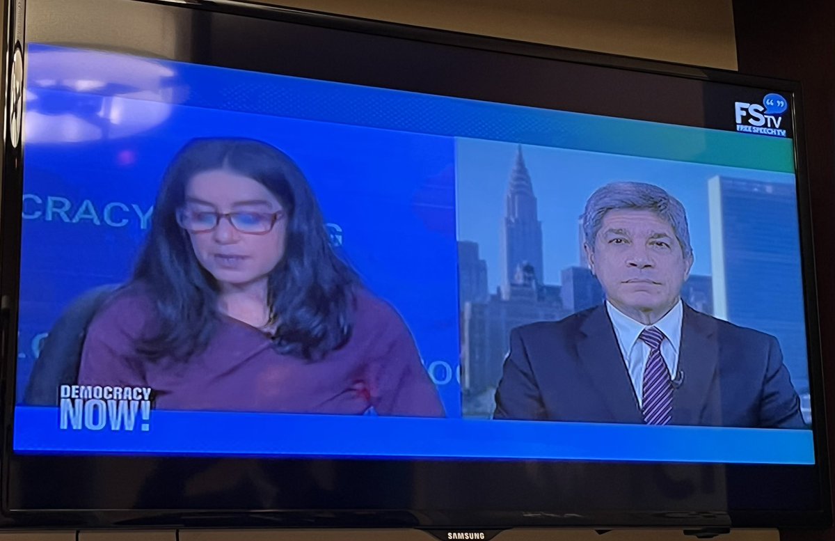 lianystr's tweet photo. Live on @democracynow, @CarlosFdeCossio talks about the severe impact of the US blockade against Cuba, migration, the 💯 % 🇨🇺 vaccines against COVID-19, the new Families Code and Penal Code, the regimen changes programs and our position on the war between Russia-Ucrania. https://t.co/VthRT75hfi