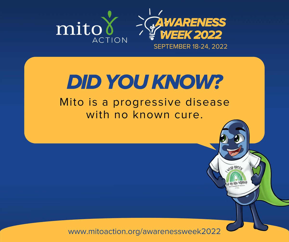 MitoAction's tweet photo. Mitochondrial Disease Awareness - Did You Know?
Visit: https://t.co/oLtipn4L3z
#awarenessweek2022 #hackmito #mitoaction #mito #mitoawareness https://t.co/ZM7WwFqutf