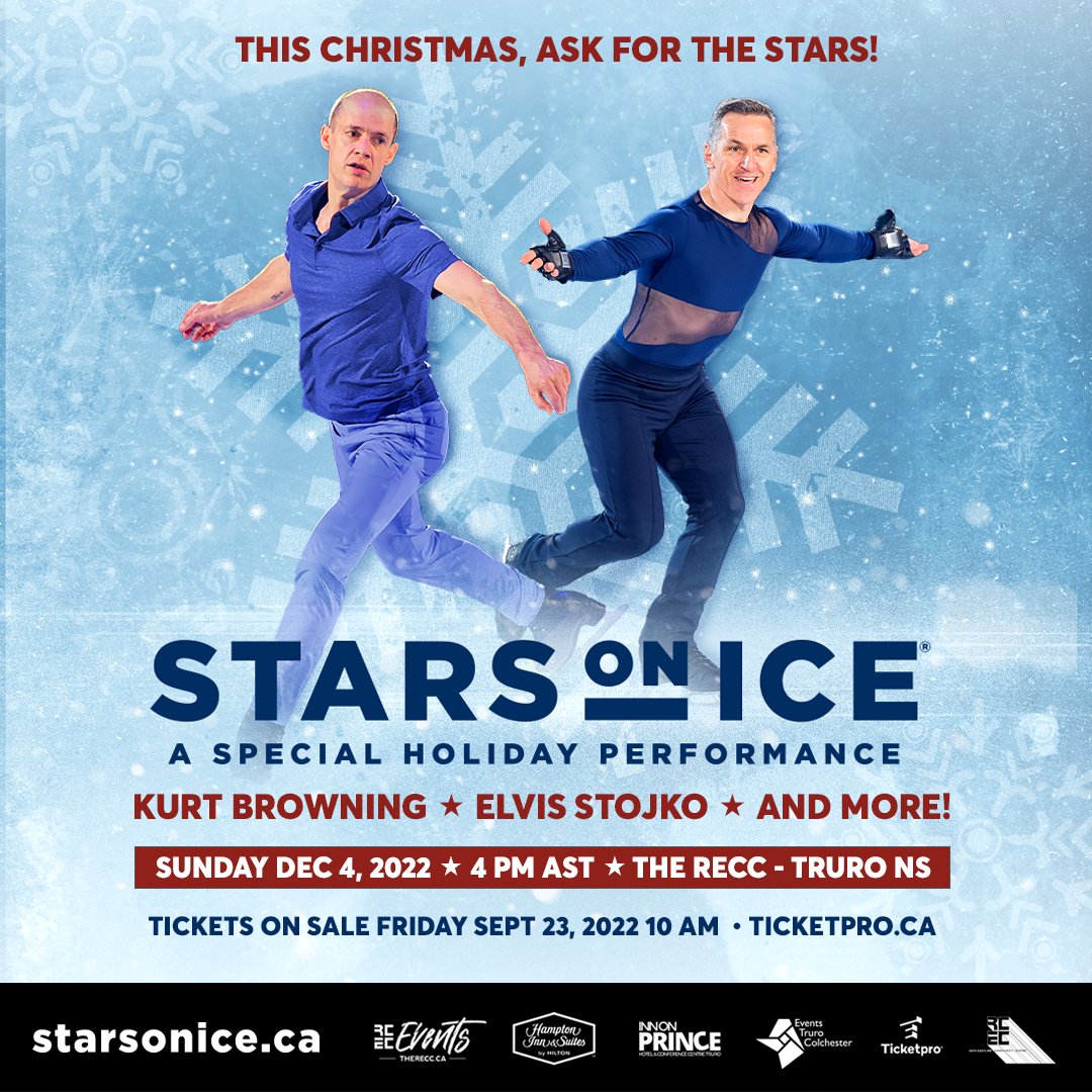 ⭐️ Stars on Ice is Coming to Truro! ⭐️
Tickets on sale NOW at ticketpro.ca for RECC members only and tomorrow for the General Public at 10 am 🎉
Visit starsonice.ca for a sneak peak of what's coming 😍⛸