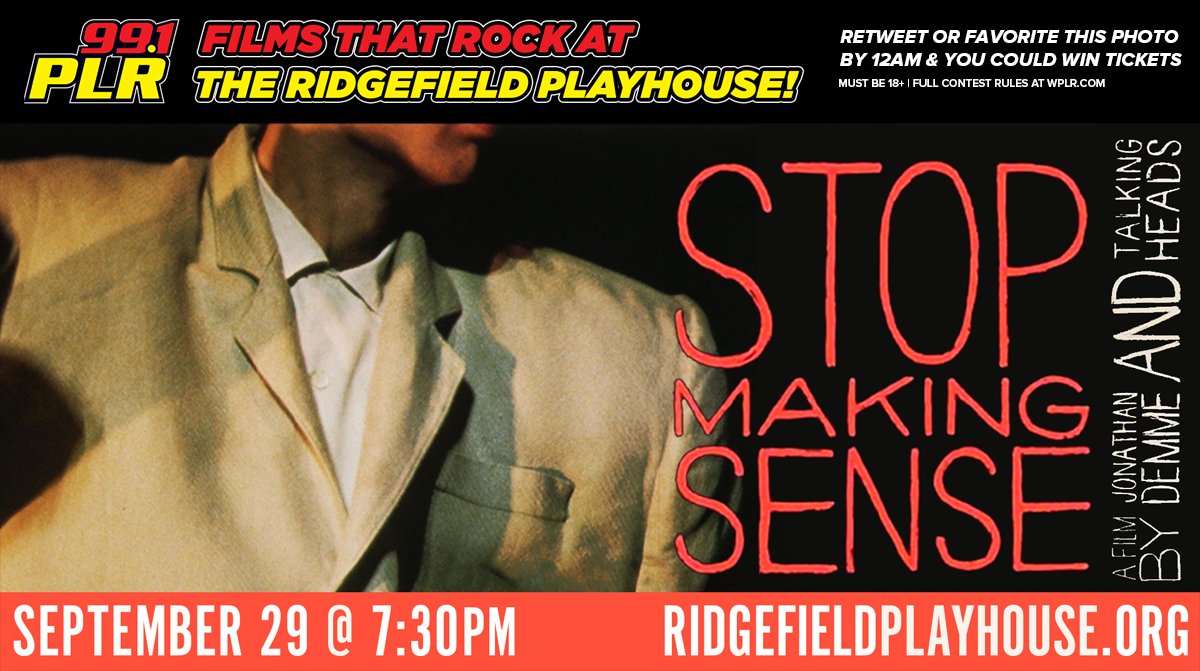 991PLRFM's tweet photo. Today is #TwitterThursday!

RETWEET or FAVOR by midnight for a chance to win 2 tickets to see the Talking Heads film “Stop Making Sense” at @RPlayhouse on Thursday September 29th! #FilmsThatRock

Must be a CT Resident, 18+ and following us to win. Account must be public. https://t.co/UtAZk5v8l1