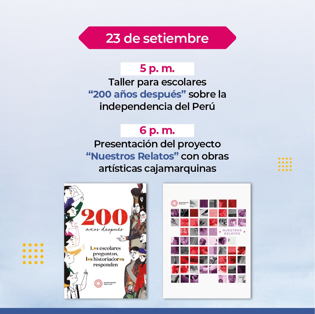 bicentenariope_'s tweet photo. ¡Atención, Cajamarca! Conoce el programa de actividades que tendremos con la #BibliotecaBicentenario en  la VII Feria del Libro de Cajamarca, los días 23, 24 y 25 de setiembre. 

¡Recuerda! la #FELICAJ estará abierta al público hasta el 4 de octubre. 

#BicentenarioPerú2024 🇵🇪 https://t.co/4TnFO19P3A