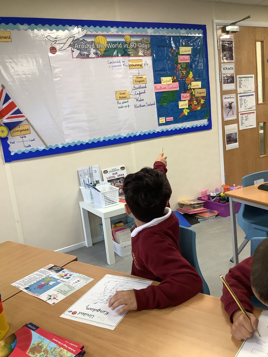 ExploreGaskell's tweet photo. We are now applying what we know to complete the activity. We now have the skill to label a map. We are using a variety of resources in class to help us if we need to: Atlases, Knowledge Organisers or our Working Wall. #Geography #ks1 #exploringourworld #primary https://t.co/3DttfEjy08
