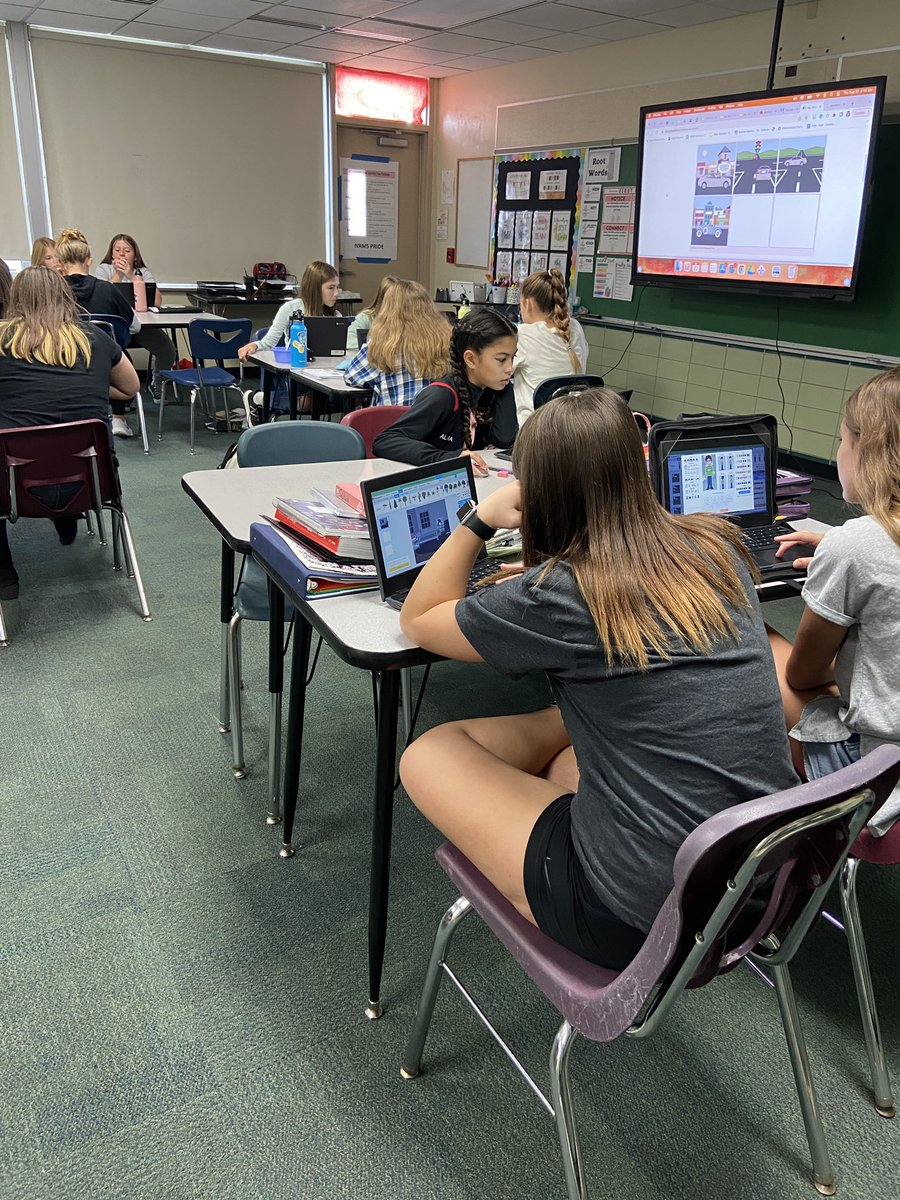 MrsMcCarty_NRMS's tweet photo. Students using an awesome digital resource @StoryboardThat to create their own comic strips after analyzing @calvinandhobbes comics! I love seeing kids engaged in learning! #WeAreNR @NREVSD #CalvinandHobbes #education https://t.co/jlHnnqpZJM
