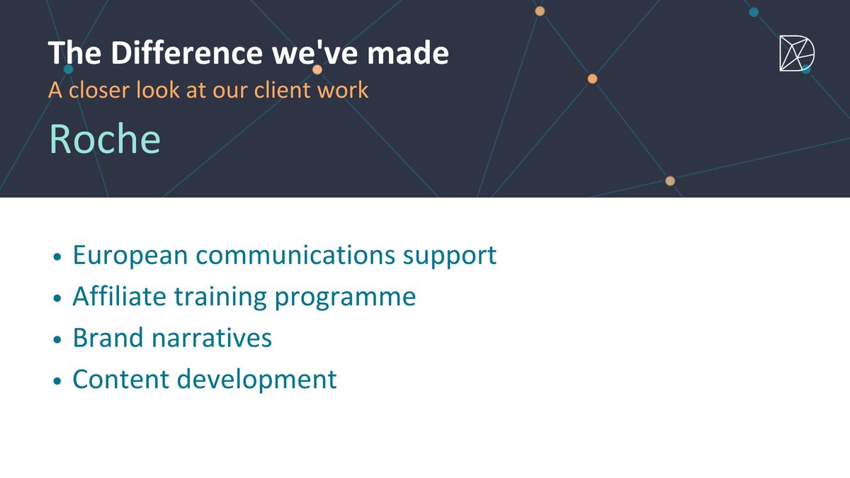 HelloDifference's tweet photo. With our intentionally virtual and collaborative approach, we offer clients, such as Roche a range of communications and content services in a Different way that is responsive, effective and flexible. #WorkDifferently #ThinkDifferently #HealthComms https://t.co/7msFQdamcj