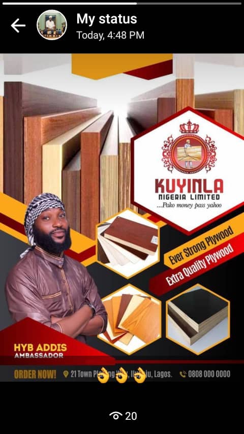 maureen76618295's tweet photo. The best quality ply wood 🥰🥰
Tested and trusted 💪💪
Get value for your money 
#KUNYINLANIGLTD

#KUNYINLANIGLTD https://t.co/BwAoBxsqAl