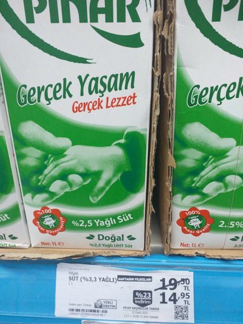 denetle! (@denetlecomtr) on Twitter photo Sütlerde yağ oranları düşmeye başladı. Standart olarak %3,3 yağlı olan sütler, %2,5 yağlı olarak üretilmeye başladı.
Marketlerin fiyat etiketleri bu değişime ayak uyduramıyor.
Yağ oranını neden azalttınız?
<a href="/PinarKurumsal/">Pınar'la Yaşam</a> Sütlerde yağ oranları düşmeye başladı. Standart olarak %3,3 yağlı olan sütler, %2,5 yağlı olarak üretilmeye başladı.
Marketlerin fiyat etiketleri bu değişime ayak uyduramıyor.
Yağ oranını neden azalttınız?
<a href="/PinarKurumsal/">Pınar'la Yaşam</a>