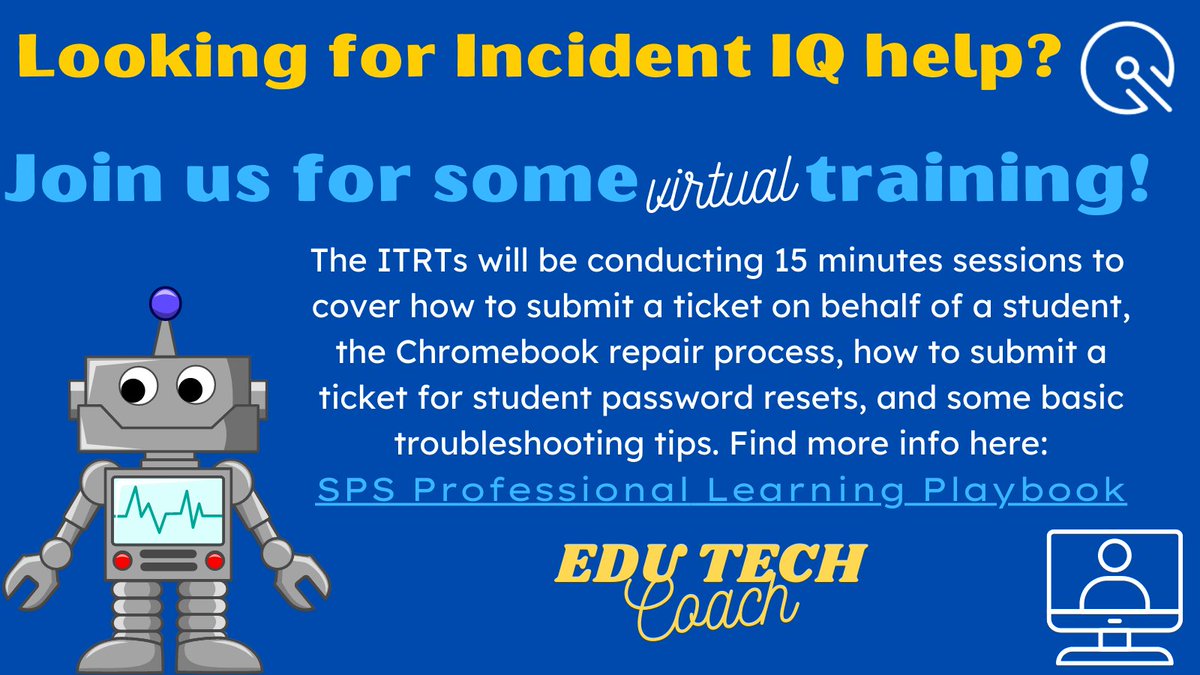 Nichole (@mrsk_itrt_sps) on Twitter photo Hey <a href="/SufVAschools/">Suffolk Public Schools</a> Teachers, looking for some <a href="/IncidentIQ/">Incident IQ</a> training, your <a href="/tech_sps/">EduTechCoach</a> ITRTs have you covered! Head to sites.google.com/spsk12.net/sps… for the schedule of virtual sessions available!! Hey <a href="/SufVAschools/">Suffolk Public Schools</a> Teachers, looking for some <a href="/IncidentIQ/">Incident IQ</a> training, your <a href="/tech_sps/">EduTechCoach</a> ITRTs have you covered! Head to sites.google.com/spsk12.net/sps… for the schedule of virtual sessions available!!