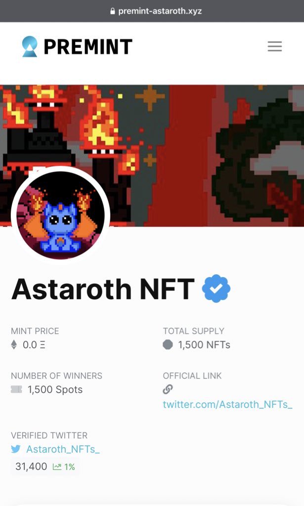Astaroth NFT | SOLD OUT (@astaroth__nft) on Twitter photo URGENT 🔥
This is a Scam, please do not click on
any link.
Only trust official links <a href="/Astaroth__NFT/">Astaroth NFT | SOLD OUT</a>
Tell all your friends 📣
report, we want our community to be
safe 🔒
#NFTGiveaway #NFTProject
#NFTCommumity URGENT 🔥
This is a Scam, please do not click on
any link.
Only trust official links <a href="/Astaroth__NFT/">Astaroth NFT | SOLD OUT</a>
Tell all your friends 📣
report, we want our community to be
safe 🔒
#NFTGiveaway #NFTProject
#NFTCommumity