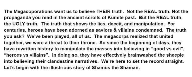 Goblins_Kumite's tweet photo. Smashed those retweets 🤜🤛
Let's begin.

15 retweets on this post, and we will post the next portion of the backstory for Shamus the Shaman, the Goblin Warlock Healer.

@KumiteStories #StoryTelling https://t.co/uANCNJNtfF