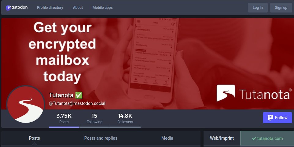 TutaPrivacy's tweet photo. We're growing quickly on @joinmastodon - our favorite open source social network! 🤩🥳 Help us reach 15k with our exclusive sign-up link: https://t.co/RCqlPfXWh2 🙏🥰
And if you are curious why open source is so important to us, check out our blog: https://t.co/qtTbAveHE1 https://t.co/RHtcX9qQ7L