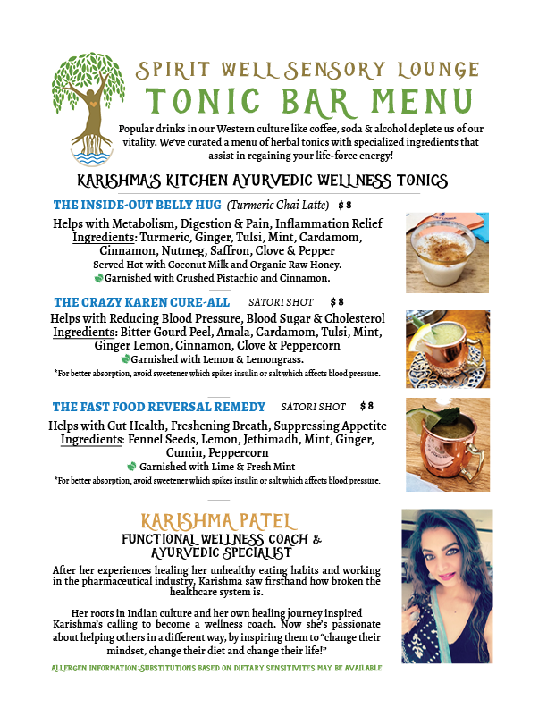 SpiritWellSL's tweet image. The drinks on our tonic bar menu are all sooo yummy that it's hard to choose! 😋 Which one is your favorite? If you haven't been in for a visit yet, which one are you excited to try? 

#spiritwell #healthisthenewhigh #tonicbar #ayurveda #karishmaskitchen #apothekaryco