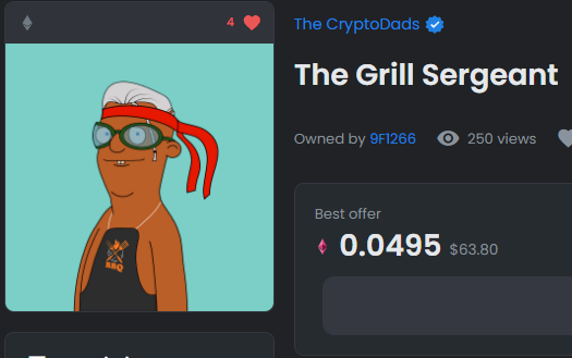 GrillSergeant15's tweet photo. No longer @CryptoDadsNFT #70!  The Grill Sergeant is the official name of this piece of the collection and piece of my ❤️.  The first of many cool changes to come using $STEAK rewards! https://t.co/43h33Hdj52