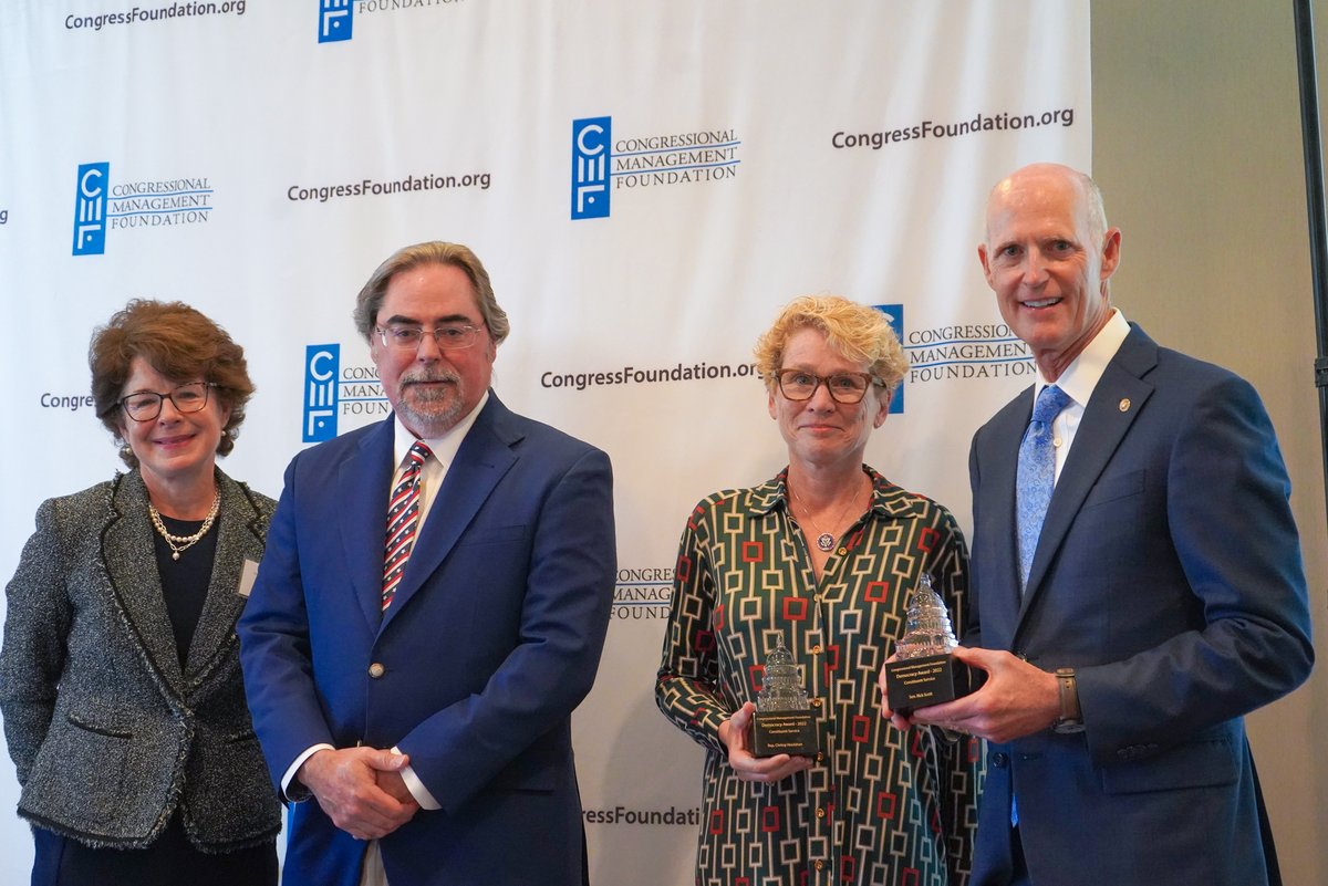 SenRickScott's tweet photo. Winning @CongressFDN's Democracy Award for Outstanding Constituent Services is a testament to my team's hard work and dedication to serving the Sunshine State. 

We are fighting every day to #MakeWashingtonWork for YOU! https://t.co/7HERi1ENeN