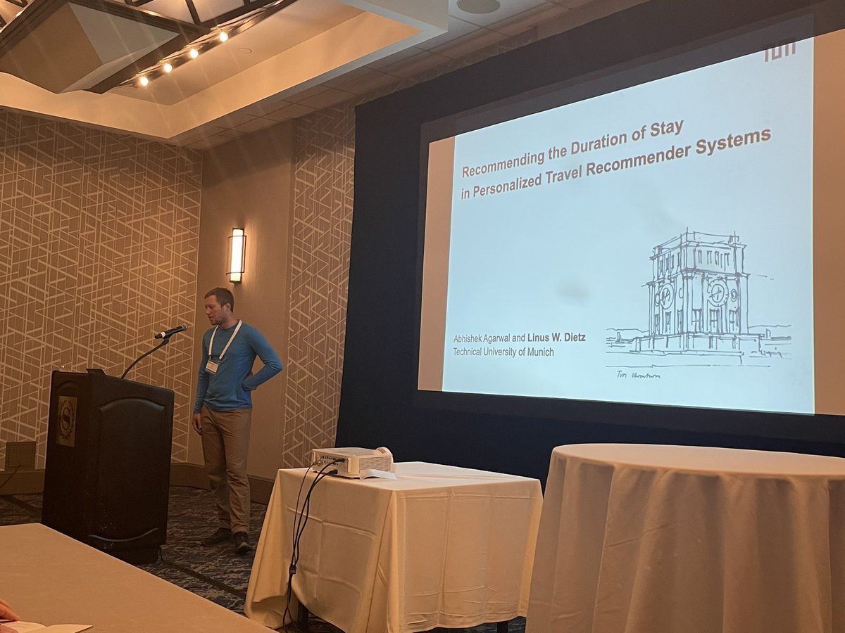 Amra_Dl's tweet photo. @Lynyus presenting his work on recommending destination stay-duration at #RecTour @ACMRecSys. https://t.co/yLhP8ekvVR