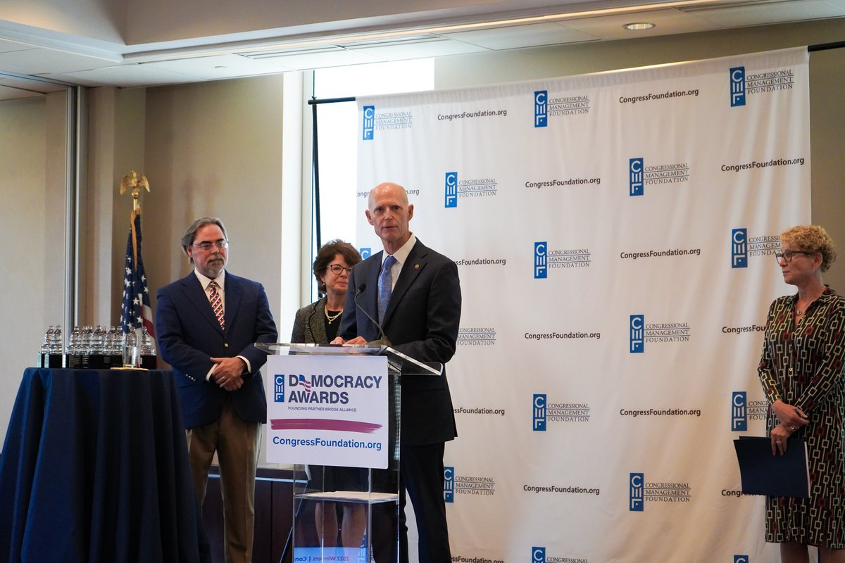 SenRickScott's tweet photo. Winning @CongressFDN's Democracy Award for Outstanding Constituent Services is a testament to my team's hard work and dedication to serving the Sunshine State. 

We are fighting every day to #MakeWashingtonWork for YOU! https://t.co/7HERi1ENeN