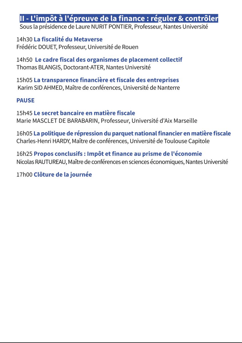 Le 17 novembre 2022 j’interviendrai sur la fiscalité du #Metaverse lors du colloque sur Les influences entre impôt et finance organisé à l’Université de Nantes par <a href="/MartialNicolas4/">Martial Nicolas</a> et @EmilieGicquiaud