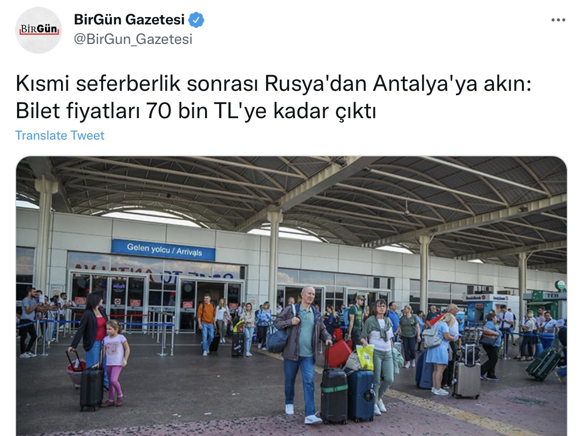FotoHaber - Antalya’ya akın eden Ruslar’a Putin'den sert tepki: ''Lan ben oraya mı seferber olun dedim?!'' zaytung.com/fotohaberdetay…