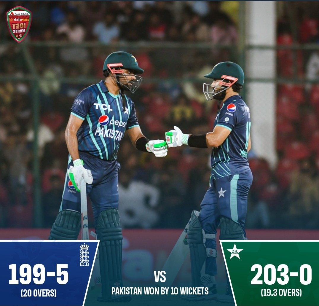 The two best batters in the world have lighted up the stage once again. <a href="/babarazam/">Babarazam</a> superstar! Loveyou <a href="/iMRizwanPak/">Muhammad Rizwan</a>

Pakistan Zindabad! 💚🇵🇰