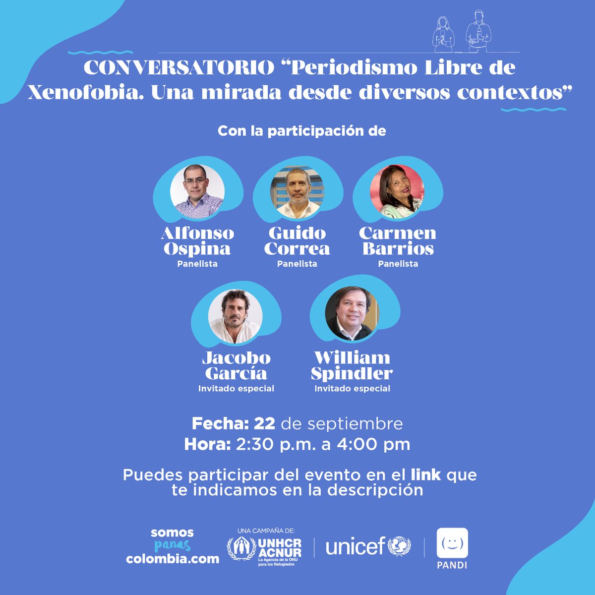 PANDI_DDHH's tweet photo. 🔴¡Hola! estamos al aire en #PeriodismoLibreDeXenofobia a través de Teams: https://t.co/b2Wk7CT9sf También será transmitido por Facebook Live de Somos Panas Colombia, aquí: https://t.co/UiL5RpEicL @wilsonmorales85 @LuzMarinaEsper1 @latisnes @gerespinel @alexmarin55 https://t.co/tSb0FkymoQ