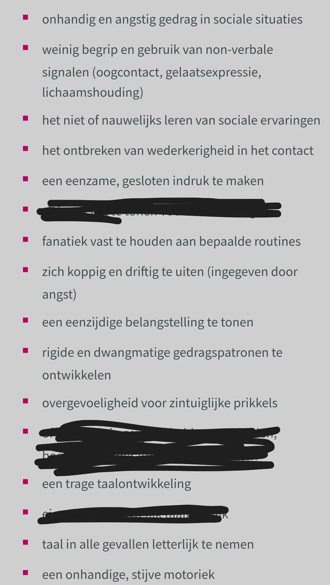 broskiplays_'s tweet photo. Ik wil het liefst dat mensen mijn Autisme begrijpen dus bij deze een lijstje van Symptomen waar ik door mn Autisme moeite mee heb:
(alles wat doorgestreept staat is niet van toepassing bij mij)
#Autisme #PDDNOS #Begrip https://t.co/63RsncmsJO