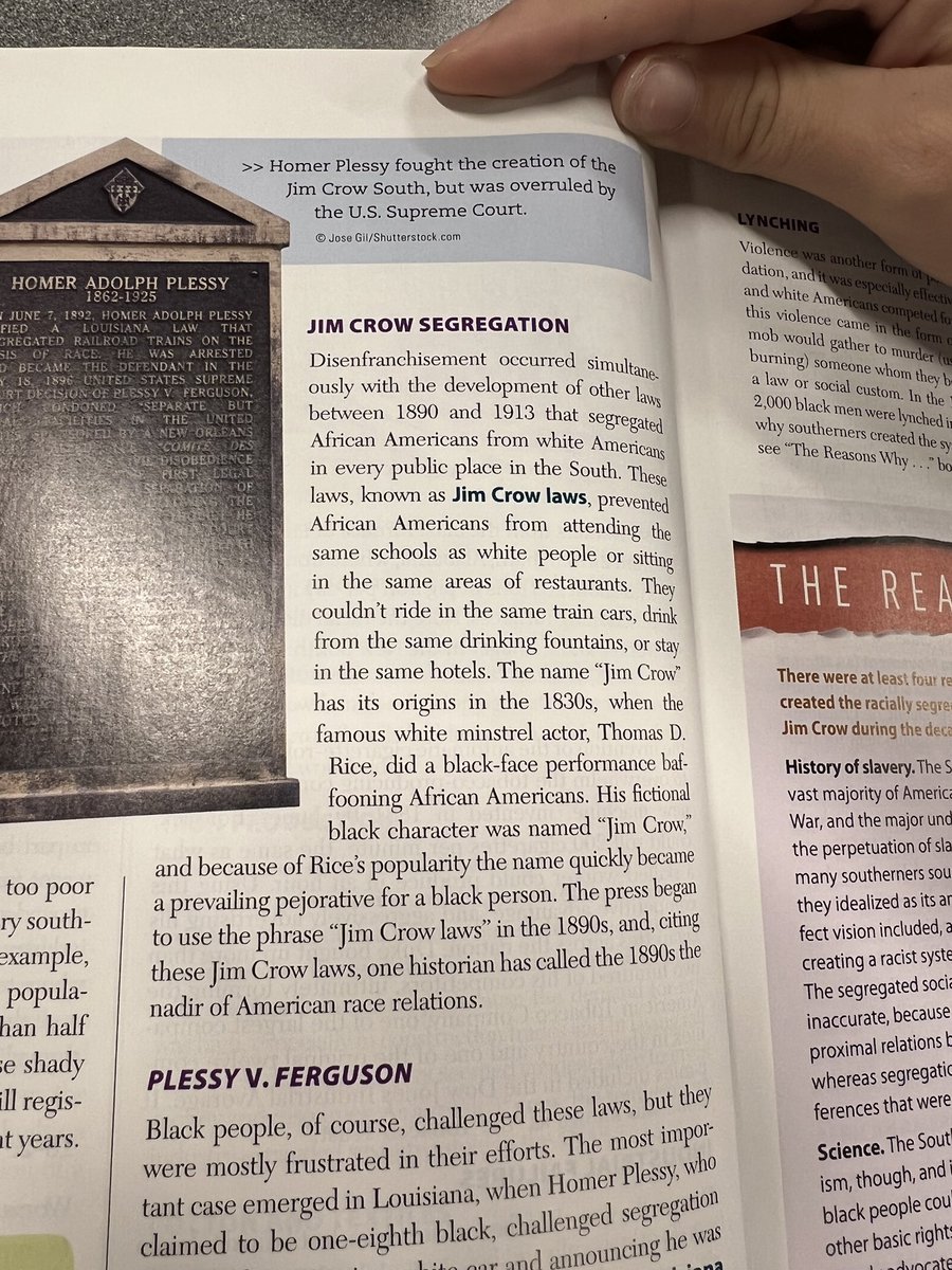 kaitlin__arnold's tweet photo. “They couldn’t ride in the same train cars, drink from the same drinking fountains, or stay in the same hotels.” Jim Crow laws are a good example of cosmetic bias because the illusion of equality was presented as fair and just from a white persons perspective. #EDUC200 #01FA22 https://t.co/4PuckhaiIC