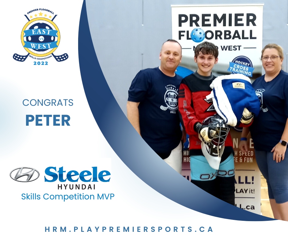 CONGRATIONS Peter M. for being chosen the overall MVP for the 2022 Premier Floorball Skills Competition.  A BIG shout out to Hyuandi Steele Halifax for your prize donation and support for our growing sport!
#skillscompetition #sportschallenges #floorball
@SteeleHyundai